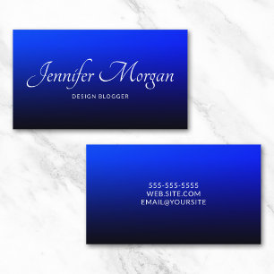 Schwarzes Nvy und Saphirblau Ombre Elegant Visitenkarte
