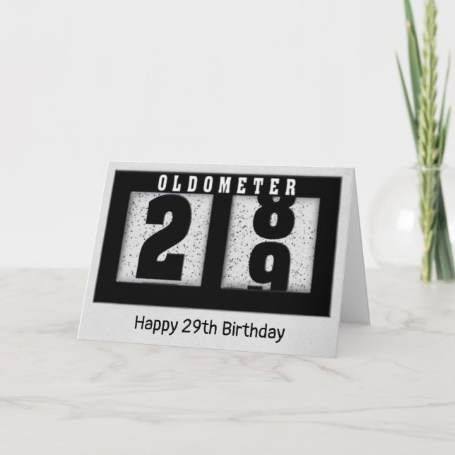 Schwarzes Odometer für den 29. Geburtstag Karte (Vorderseite)