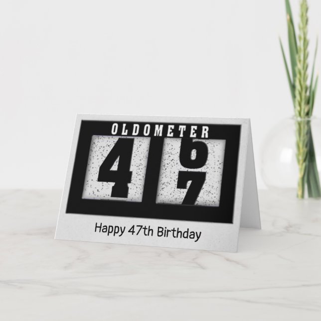 Schwarzes Odometer für den 47. Geburtstag Karte (Vorderseite)