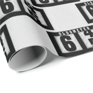 Schwarzes Odometer für den 65. Geburtstag Geschenkpapier