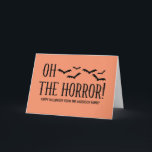 Schwarzes oh die Horror-Halloween-Gruß-Karte Karte<br><div class="desc">Trendy und modern oh die Horror-Halloween-Gruß-Karte mit einem coolen Typografieentwurf und einem Bündel gespenstischen Schlägern im Schwarzen. Diese einfache und Spaßtext-Entwurfskarte kann mit einem Spaß Halloween-Gruß und der Hintergrundfarbe Ihres Wählens leicht besonders angefertigt werden. Finden Sie mehr Kundenbezogenheitswahlen,  indem Sie sie,  besonders anzufertigen klicken.</div>