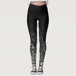 Schwarzes Ombre mit dem schwarzen u. weißen Muster Leggings