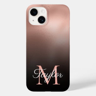 Schwarzes Ombre Roségoldfolie personalisiertes Mon Case-Mate iPhone 14 Hülle