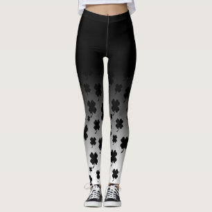 Schwarzes Ombre u. Schwarzes auf Blatt-Klee des Leggings