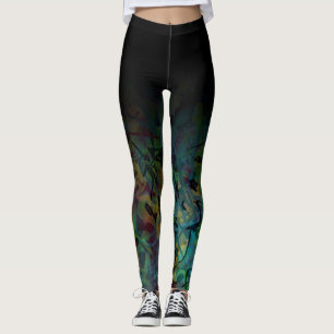 Schwarzes Ombre über mehrfarbiger abstrakter Kuns Leggings