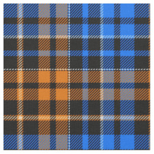 Schwarzes Orange Blau Kariertes Tartan Design Stoff
