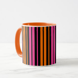 Schwarzes Orange Pink Vertikale Streifen Design  Tasse