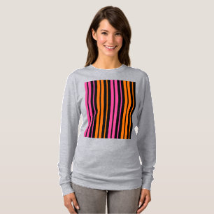 Schwarzes Orange Rosa Vertikale Streifen Design T-Shirt