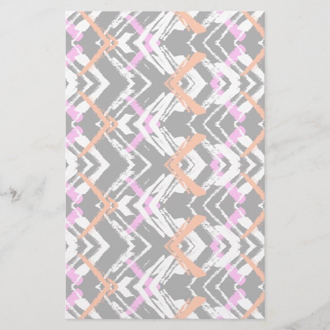 Schwarzes, orangefarbenes und rosa Blatt-Muster Briefpapier (Vorderseite)
