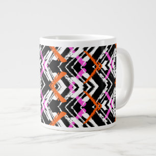 Schwarzes, orangefarbenes und rosafarbenes Blatt Jumbo-Tasse