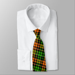 Schwarzes oranges grünes Karo-Tartan-Design  Krawatte