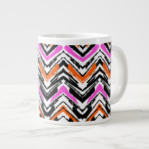 Schwarzes, oranges und rosa von Hand gezeichnetes Jumbo-Tasse