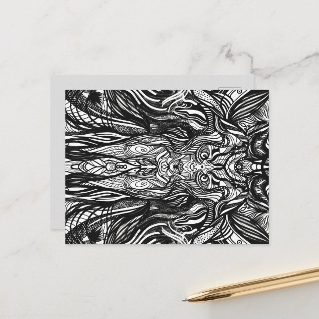 Schwarzes Owl Gesichtskörper Postkarte (Vorderseite/Rückseite Beispiel)