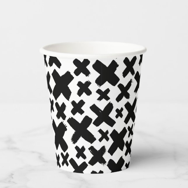 Schwarzes Paint Splash Muster Pappbecher (Vorderseite)
