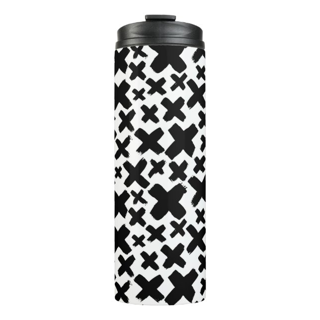 Schwarzes Paint Splash Muster Thermosbecher (Vorderseite)