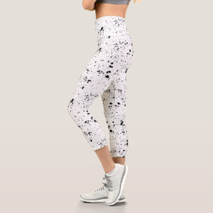 Schwarzes Paint-Spritzer-Muster Capri Leggings