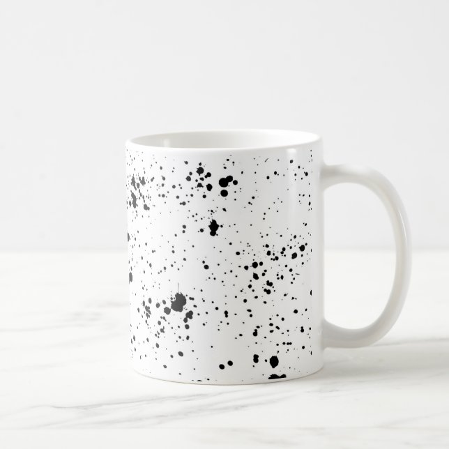 Schwarzes Paint-Spritzer-Muster Kaffeetasse (Rechts)