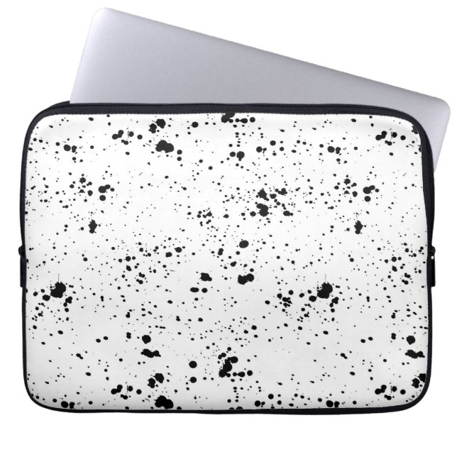 Schwarzes Paint-Spritzer-Muster Laptopschutzhülle (Vorderseite)