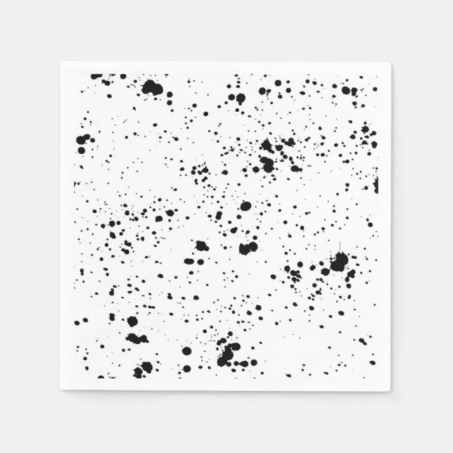 Schwarzes Paint-Spritzer-Muster Serviette (Vorderseite)