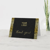 Schwarzes Paisley Muster Gold Akzent Danke Karte