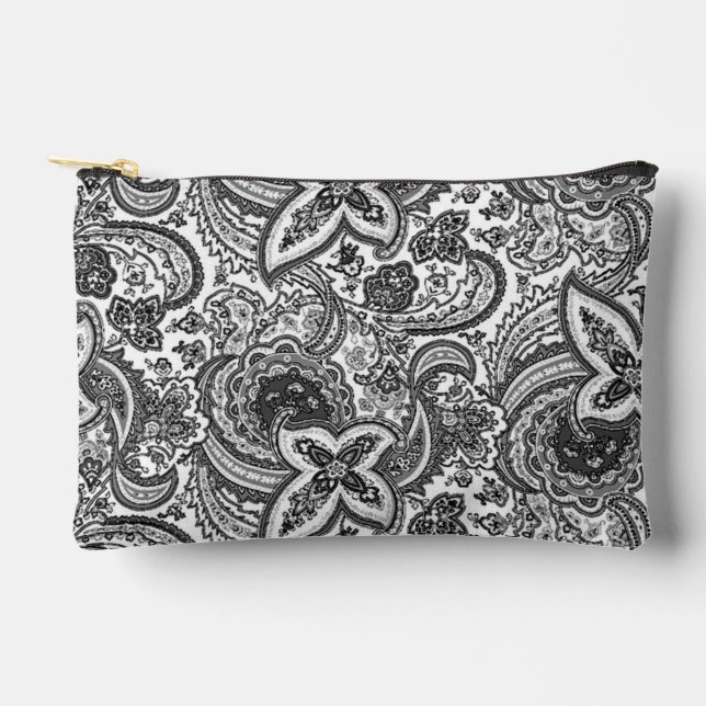 Schwarzes Paisley-Muster Zubehörtasche (Vorderseite)