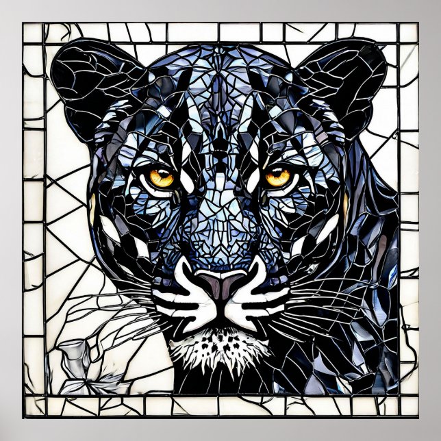 Schwarzes Panther-Farbglas Poster (Vorne)