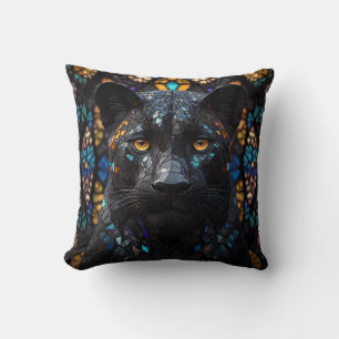 Schwarzes Panther Mosaikglas Kissen