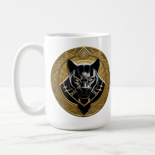 Schwarzes Panther-Symbol mit goldenem geometrische Kaffeetasse