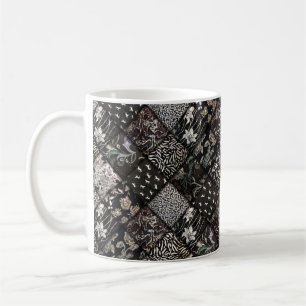 Schwarzes Patchwork Aussehen Quiltmuster Kaffeetasse