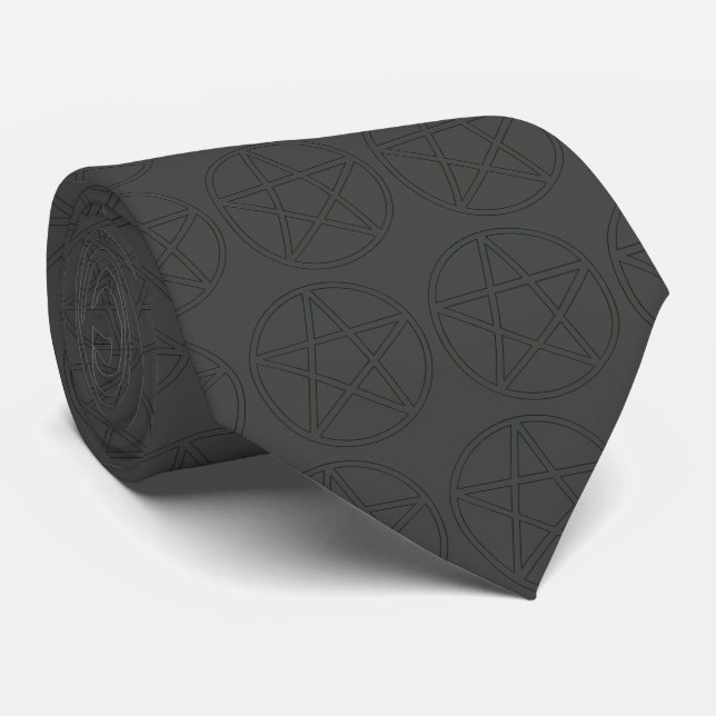 Schwarzes Pentagramm Krawatte (Gerollt)