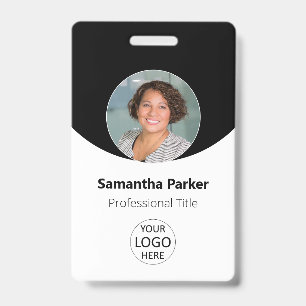 Schwarzes personalisiertes Foto, Logo, Barcode-Mit Ausweis