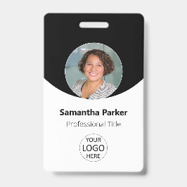 Schwarzes Personalisiertes Foto, Logo, Strichcode- Ausweis