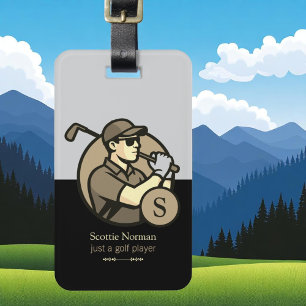 Schwarzes Personalisiertes Golfer Monogramm Gepäckanhänger
