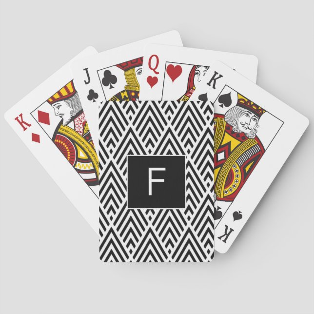 Schwarzes Pfeil-Monogramm-Spielkarten Spielkarten (Rückseite)