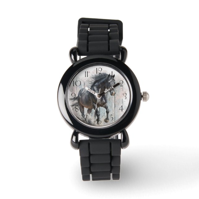 Schwarzes Pferd Armbanduhr (Vorderseite)