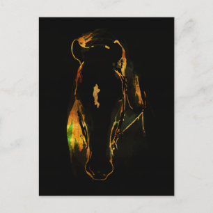 Schwarzes Pferd aus Gold und roten Kupferfarben Postkarte