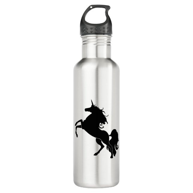 Schwarzes Pferd Edelstahlflasche (Vorderseite)