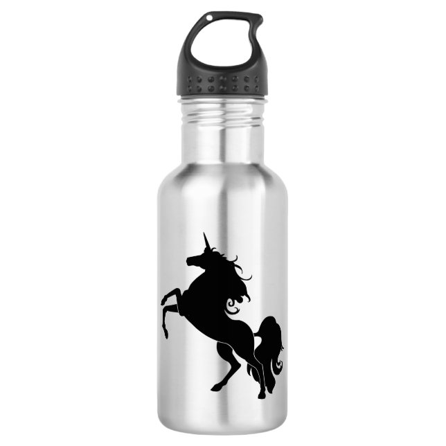 Schwarzes Pferd Edelstahlflasche (Vorderseite)
