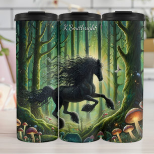 Schwarzes Pferd Enchanted Forest Pilze Thermosbecher