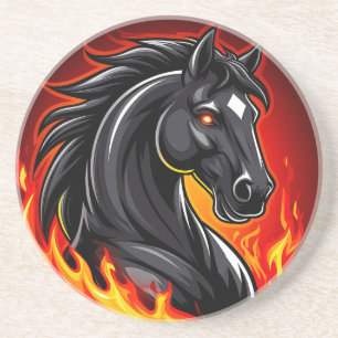 🔥 Schwarzes Pferd Feuer Kunst Geschenk für Pferde Getränkeuntersetzer