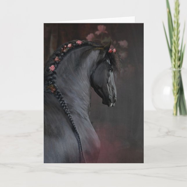 Schwarzes Pferd - Grußkarte Dankeskarte (Vorderseite)