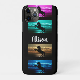 Schwarzes Pferd Lila, blau, Aquamarin, Golden Sky Case-Mate iPhone Hülle