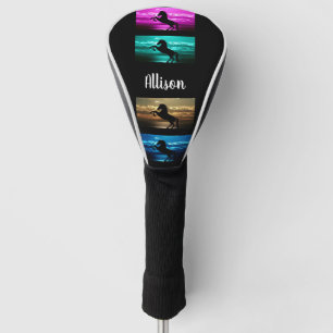 Schwarzes Pferd Lila, blau, Aquamarin, Golden Sky Golf Headcover