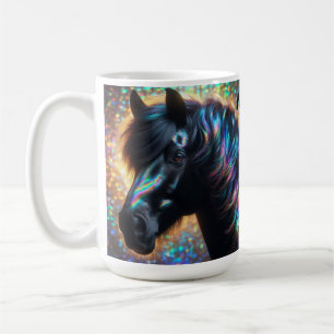 Schwarzes Pferd mit Iridescent Mane Kaffeetasse