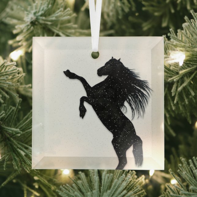 Schwarzes Pferd Ornament Aus Glas (Insitu)