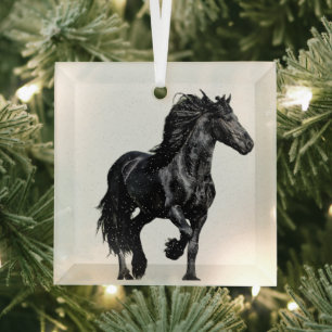Schwarzes Pferd Ornament Aus Glas