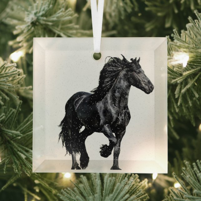 Schwarzes Pferd Ornament Aus Glas (Insitu)