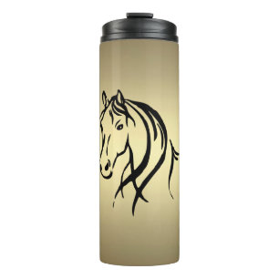 Schwarzes Pferdekopf-Gold Thermosbecher