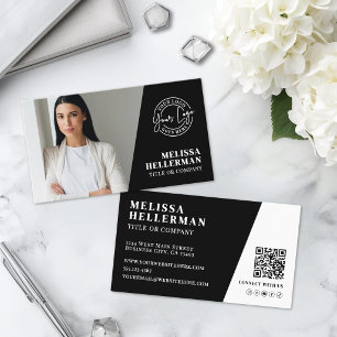 Schwarzes Photo QR Code Logo Visitenkarte
