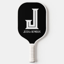 Schwarzes Pickleball-Paddel mit Minimal-Monogramm Pickleball Schläger